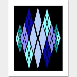 Blue teal diamond design Posters and Art